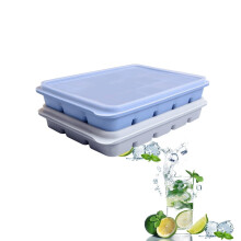 2er-Pack flexible Silikon-Eiswürfelformen, 15 Würfel, abnehmbarer Deckel, stapelbar, BPA-frei, geeignet für Whisky und Babynahrung (Bambusgrün)