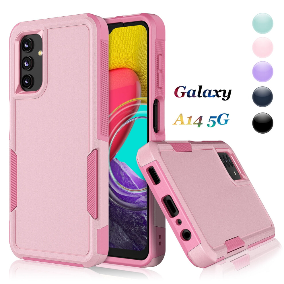 2-In-1 Pc & Rubber Shockproof Case For Samsung Galaxy A14 5G 6.6" (2022), Full Body Protection Â Compatible With Galaxy A14 5G Pink 9448483556156