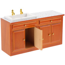 Mobiletto in miniatura per lavello da cucina, in legno marrone, 1 pezzo