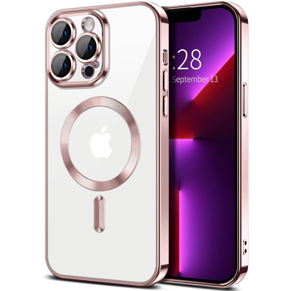Magnetic Clear Case For Compatible With Iphone 13 Pro Max, Slim Fit, Anti-Drop Shockproof, Rose 9448483556804