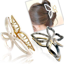 Presilha de cabelo em formato de borboleta, feita de acetato metálico - Antiderrapante, elegante, ideal para rabos de cavalo, coques e penteados