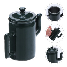 Mini dockhus köksapparater set liten storlek mörk kaffekanna och tillbehör