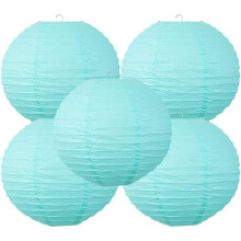 5pcs 10" Paper Lanterns – Round Hanging Moon Lamps for Wedding, Birthday, Anniversary, Bridal Shower (Compatible with standard hooks)