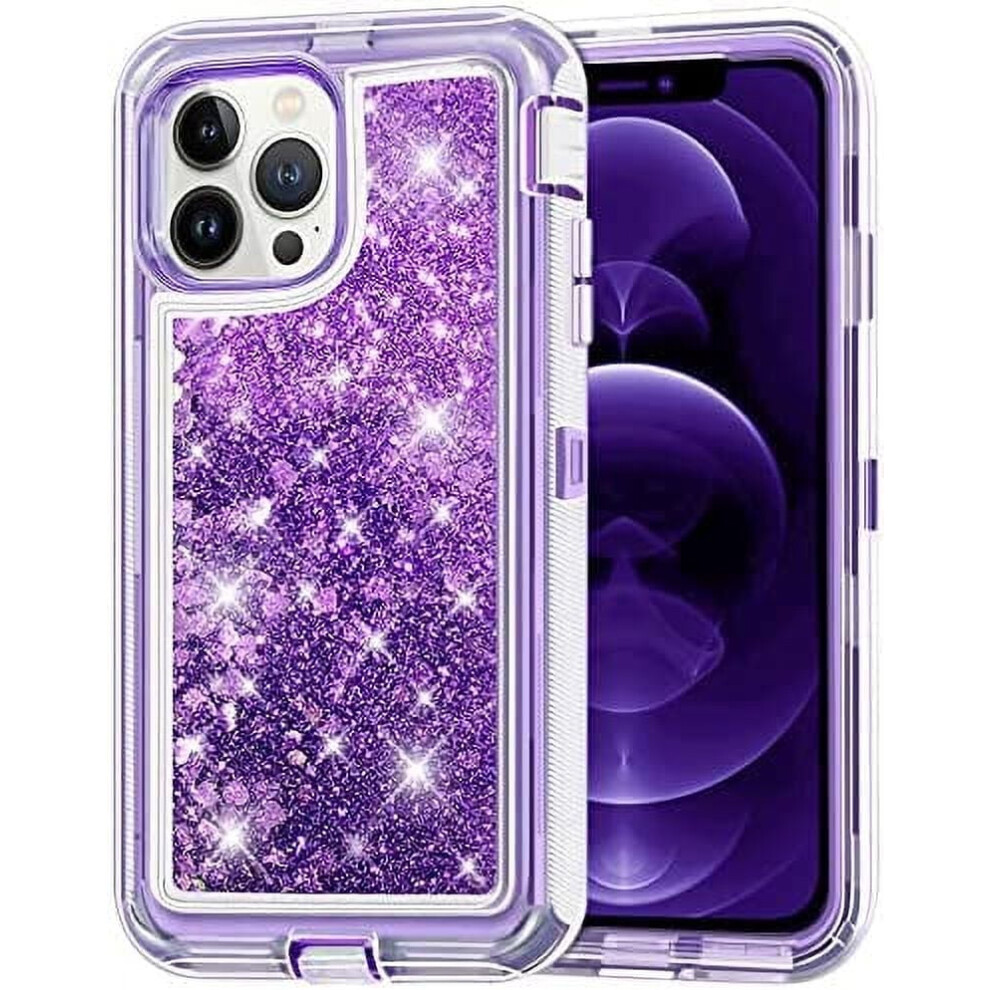 Heavy Duty Glitter Iphone 12 Case – Shockproof, Sparkle, Luxury Bling Cover For Girls & Women, Compatible With Apple Iphone 12 Purple 9448483557832