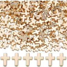 400 goldene Kreuz-Abstandshalterperlen, große Kunststoff-Kreuzanhänger für die Schmuckherstellung, großes Loch, ideal für Osterbastelarbeiten