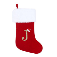 20 Inches Monogrammed Red Christmas Stockings, Super Soft Large Monogram Stockings, Red Letter Stockings for Christmas Holiday Xmas Gift