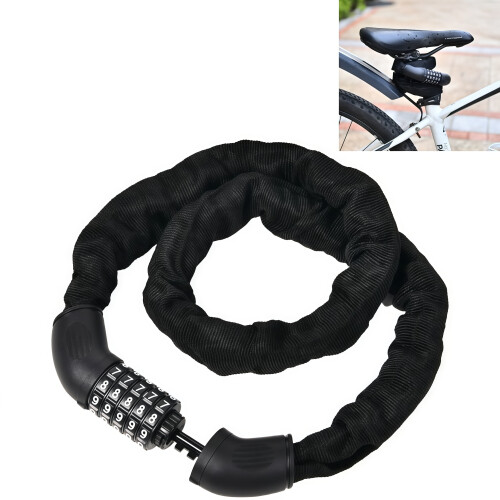 Modern Minimalist Bicycle Lock Chain Anti-Theft Portable Design Black