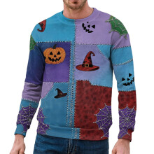 Herre Bomuldssweatshirt Med Patchwork Og Slipper Herre Efterår Vinter Casual Streetwear Top Ferie