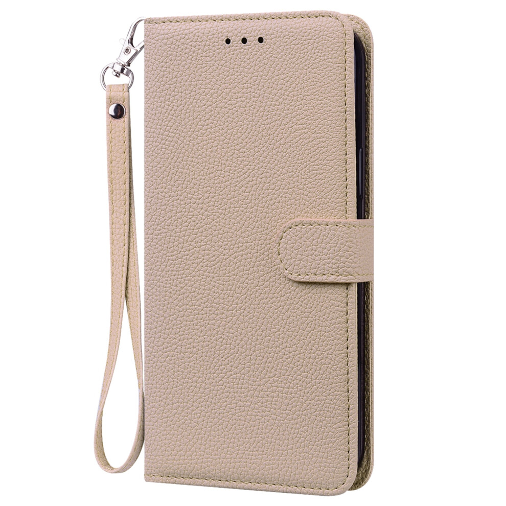 Tech Circle Wallet Case For Compatible With Iphone 11 Card Slots Holder Slim Pu Leather Folio Flip Case With Hand Strap, Beige Cream 9448483557917