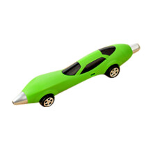 Car-shaped ballpoint pen with 5ml ink, motion-sensitive sliding design, compatible with standard refills