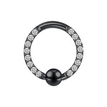 16G Stainless Steel CBR Nose Ring CZ Horseshoe Septum Rings Conch Daith Piercing-Black-Ball 8mm