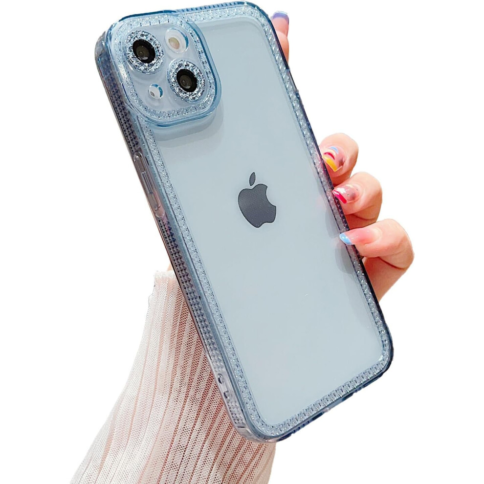 Compatible With Iphone 14 6.1", Glitter Bling Clear Soft Tpu Shockproof Case For Women & Girls Â Blue 9448483628044