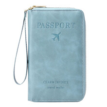 Sky Blue RFID-Blocking Passport Case, Multi-Functional Travel Wallet with Zipper – Compatible with Standard Passports