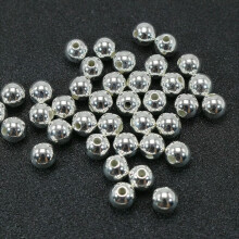 2500 Bright Silver Metallic Acrylic Round Spacer Beads 6mm Smooth Ball Beads