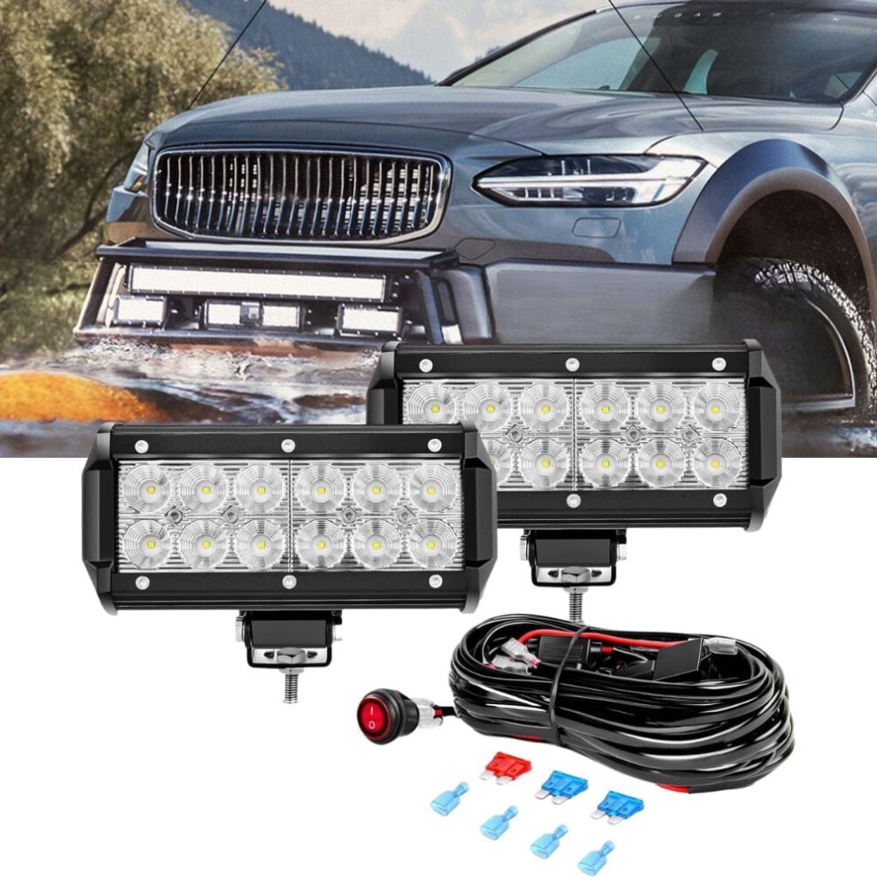 Waywe Led Pods 2Pcs 36W 6.5" Flood Fog S W/16Awg Harness Â Compatible With Truck, Suv, Atv, Utv, Golf Cart, Boat Light 9448483628471