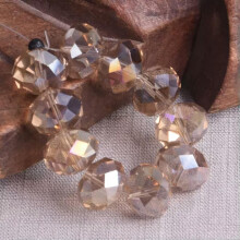 10pcs 14mm(14x10mm) Rondelle AB Plated Faceted Cut Crystal Glass Loose Beads-Lt Champagne AB