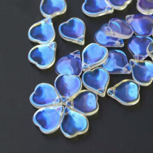 10pcs Flower Petals Aurora Crystal Glass Loose Beads Pendants Jewelry Charms DIY-3#Sakura (13x15mm)