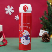 Christmas Water Bottle, 16.9oz Vacuum Insulated Stainless Steel Thermos with Locking Leak-Proof Lid, Cute Cartoon Design Gift for Kids & Students