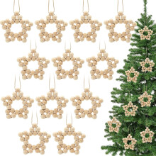 Wooden Star Ornaments Farmhouse Rustic 6 pcs