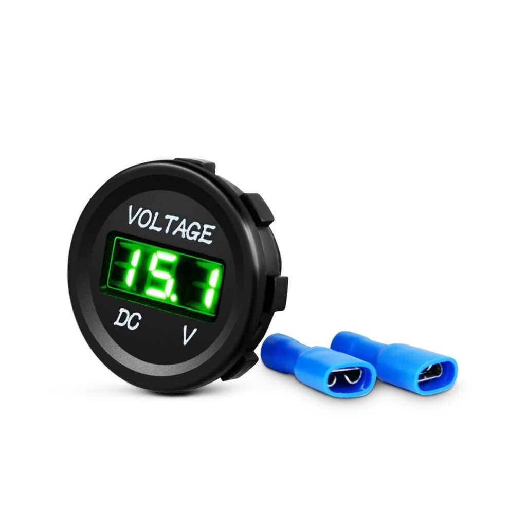 Led Digital Display Voltmeter Panel 12V Dc Waterproof Digital Round Panel Volt Tester Gauge For Boat Marine Vehicle Motorcycle Truck Atv Utv Green 9448483629621
