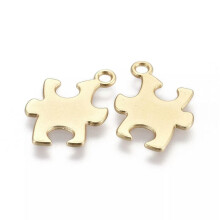 2 Puzzle Piece Charms Pendants Stamping Blank Autism Awareness 18k Gold Plated