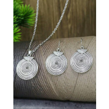Vintage Silver-toned Geometric Jewelry Set 3 pcs