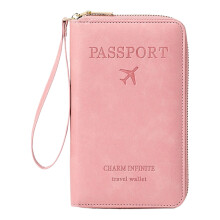 Summer Plain Passport Case with RFID Blocking, Multi-Functional Zipper Wallet for Cards & ID – Pink, Compatible with Standard Passports