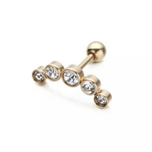 Crystal Gem Opal Cartilage Helix Tragus Ear Piercing Stud Earrings Body Jewelry-gold