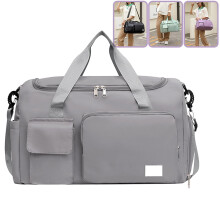 Gym Bag for Men Women with Shoe Compartment Dry Wet Separated Pockets Sport Handbag - Duffle Bag for Travel Sports Fitness Workout - Gray
