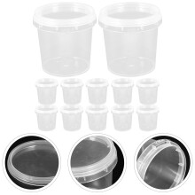 Topbathy 18Pcs Clear Plastic Storage Buckets with Lids Small Containers for Holding Beads and Sequins