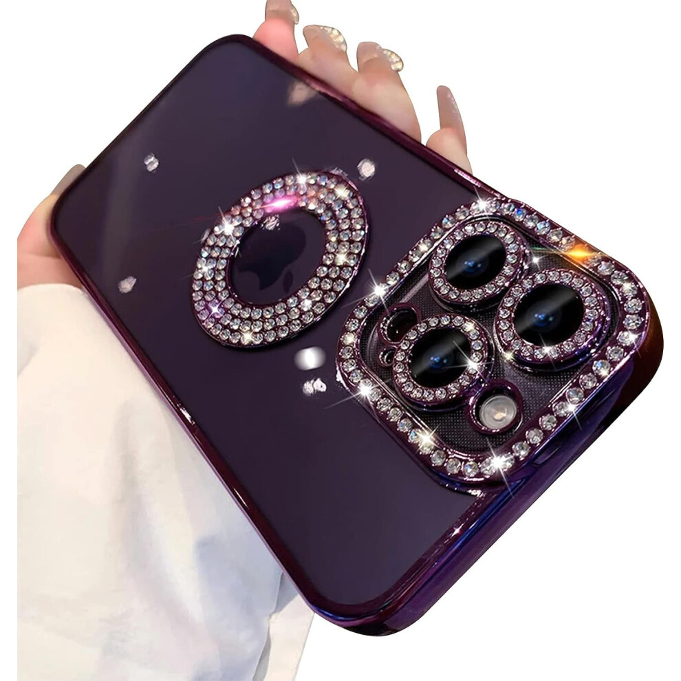 Compatible With Iphone 13 Pro Max Â Luxury Clear Case With Glitter, Diamond Sparkle & Aesthetic Design Purple 9448483630375