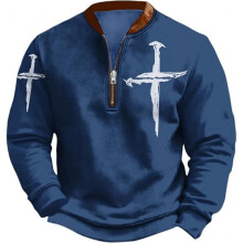Drop Shoulder Men's Crewneck Sweatshirt Men's Digital Print Street Sports Fashion Trend Hoodless Sweatshirt Athletic