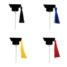4Pcs 3D 2025 Graduation Cap Cupcake Toppers with Black Tassels – Compatible with Graduation Theme Party Cake Decor