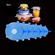 Reusable Silicone Stretch Lids – Airtight, Seal & Keep Food Fresh, Stretch-to-Fit, Blue, Compatible with Most Bowls
