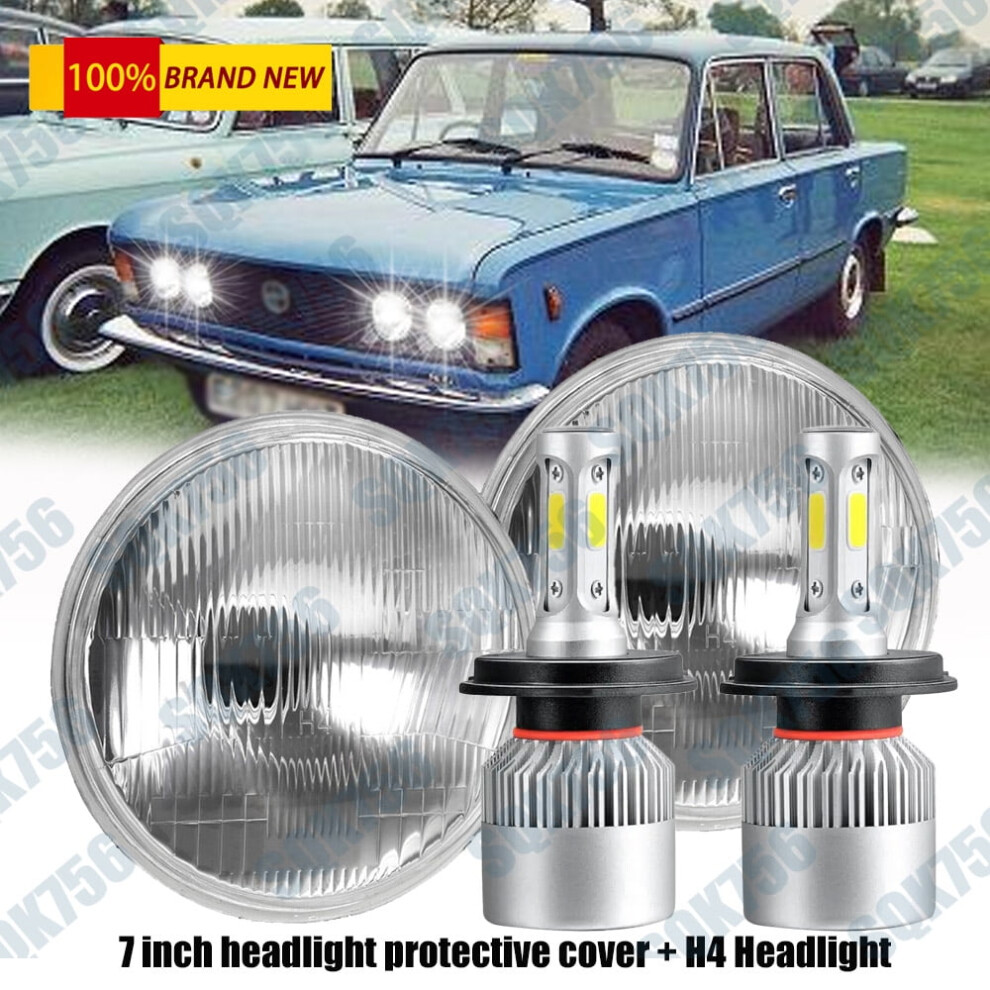 For Chevy C10 1967-1972 Pair 7 Inch Led Headlights Round Dot Approved Hi/Lo Lamp 9448483771078