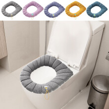 Reusable Toilet Seat Covers, Toilet Seat Covers Elongated, All-season Toilet Mat, Knitted Warm Washable, Easy to Install 17.32*14.17 in