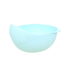 Rice Strainer Bowl Blue Food-Grade Plastic Collapsible