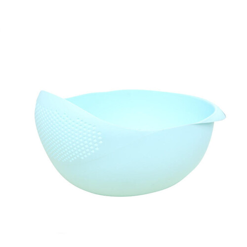 Rice Strainer Bowl Blue Food-Grade Plastic Collapsible
