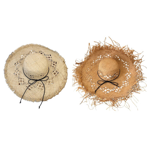 Elegant Raffia Sun Hat With Wide Brimmed And-Long thick 1