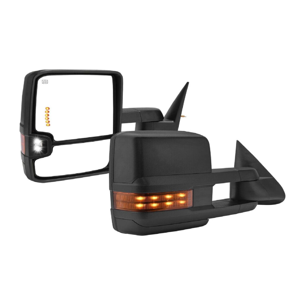 Power Heated Towing Mirrors For Chevy Silverado 1500 2500Hd 3500Hd Pair With Signal And Wide Visibility Amber 9092120267105