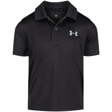 Camiseta Polo de Manga Corta para Niños Under Armour, Logo en el Pecho, Suave y Cómoda, Negro-Central, 2T