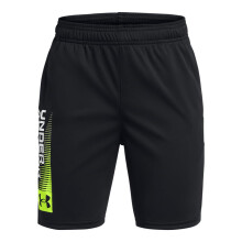 Under Armour Jongens Tech Wordmark Shorts, (001) Zwart / / High-Vis Geel, Klein