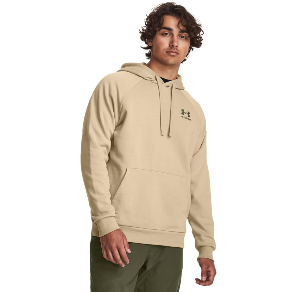 Under Armour Mens Freedom Flag Fleece Hoodie, (290) Desert Sand / / Marine Od X-Large Green
