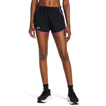 Under Armour Dames Fly by Shorts, (004) Zwart/Astro Pink/Reflective, Klein