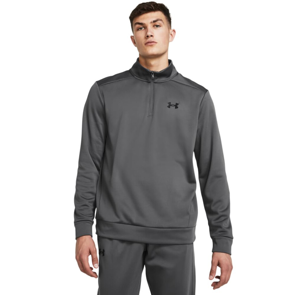 Under Armour Men's Armourfleece 1/4 Zip, (025) Castlerock / / Small Tall Black