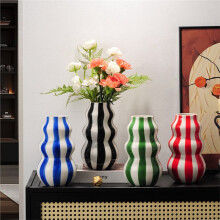 Painted Circle Ceramic Vase Ornaments Living Room Bedroom Entrance Desktop Flower Arrangement Art Decorate Green