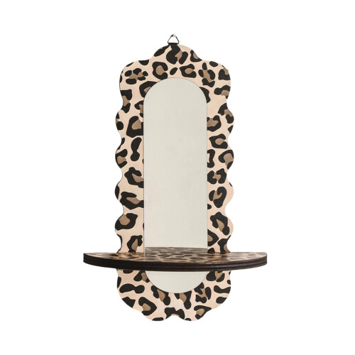 Unique Acrylic Mirror Leopard Print Wood Planter Shelf-2 pack 1