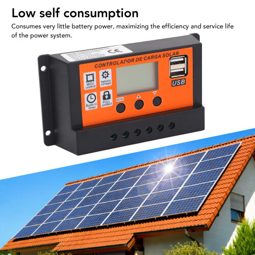 Solar Charge Controller 30A PWM Auto 12V/24V with USB 5V 2A 2