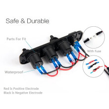 2X 4-in-1 Digital Voltmeter 12V Power Socket USB Power Charger Adapter Cigaretter Socket with Rocker