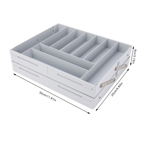 Foldable Plastic Expandable Desk Organizer Tray - Grey, Multi-Level 1